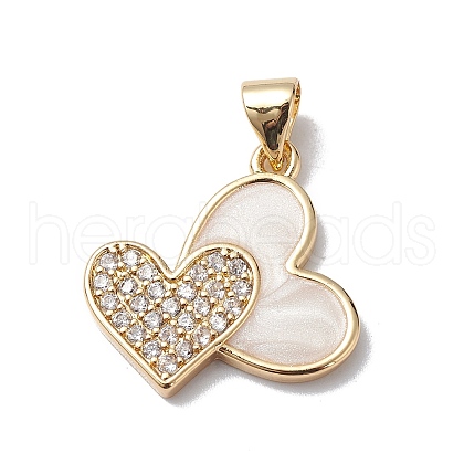 Brass Micro Pave Cubic Zirconia Pendants KK-E003-10G-1