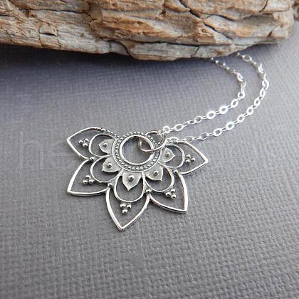 Bohemian Half Mandala Flower Alloy Pendant Necklaces for Women FS-WG48F63-01-1