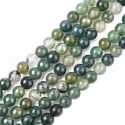 Natural Moss Agate Beads Strands X-GSR4mmC001-1