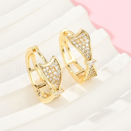 Brass Clear Cubic Zirconia Hoop Earrings EJEW-Q016-01G-1