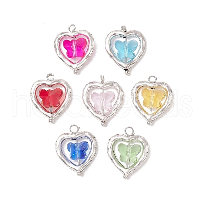 7Pcs Alloy and Glass Pendants PALLOY-JF03366-03-1