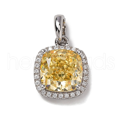 925 Sterling Silver Pave Yellow Cubic Zirconia Pendants STER-F063-01A-02-1