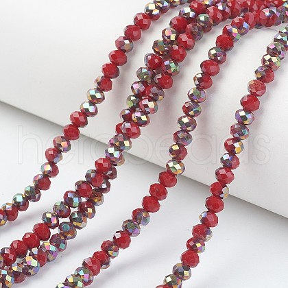 Electroplate Opaque Glass Beads Strands EGLA-A034-P8mm-R06-1