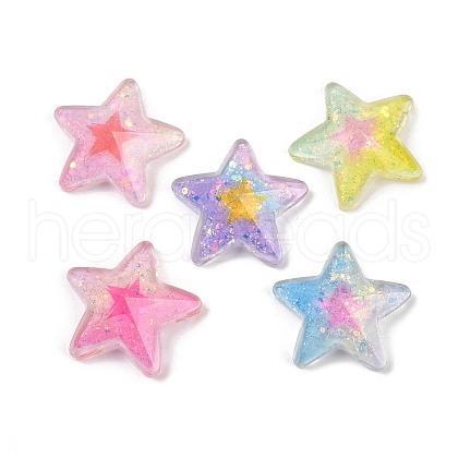 Transparent Star Resin Cabochons RESI-R465-08-1