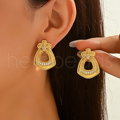 Brass Clear Cubic Zirconia Flower Dangle Stud Earrings EG3617-1