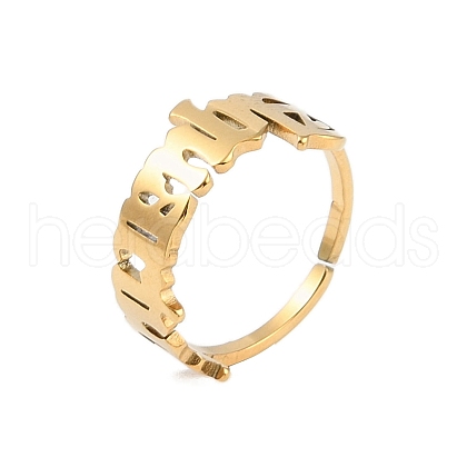 Ion Plating(IP) 304 Stainless Steel Constellation Open Cuff Ring for Women RJEW-C097-01G-01-1