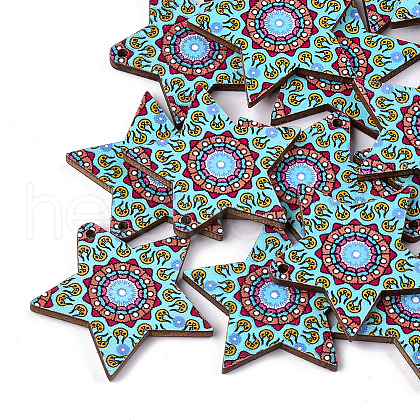 Printed Basswood Pendants WOOD-S045-056B-1