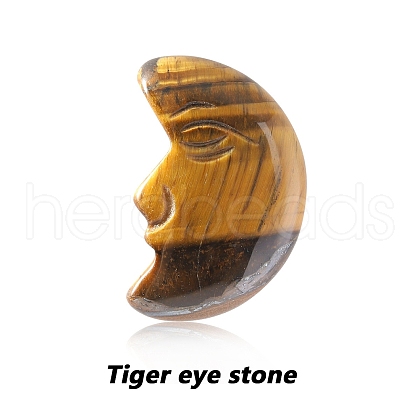 Natural Tiger Eye Carved Healing Moon Figurines PW-WG61820-09-1