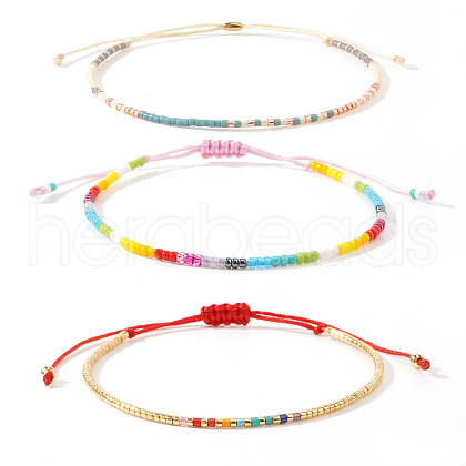 Bohemian Glass Seed Bead Rainbow Friendship Bracelets RZ3396-2-1