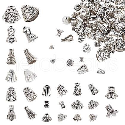 SUNNYCLUE Tibetan Style Alloy & CCB Plastic Bead Cones & Caps TIBE-SC0001-19AS-1