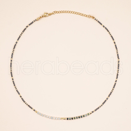 Bohemian-style semi-precious gemstone rice bead necklace ST7111290-1