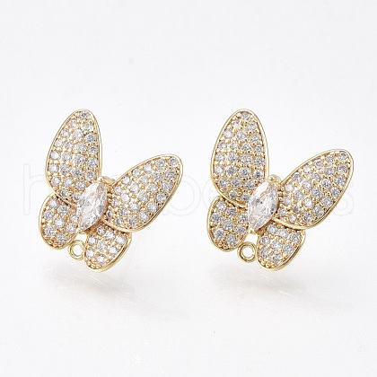 Brass Micro Pave Cubic Zirconia Stud Earring Findings KK-S350-423-1