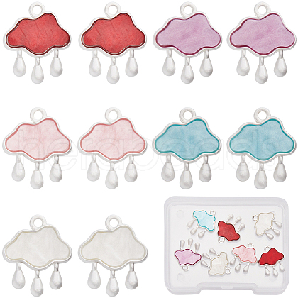 SUNNYCLUE 10Pcs 5 Colors Baking Paint Zinc Alloy with Resin Pendants FIND-SC0011-17-1