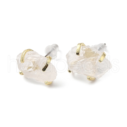 Raw Rough Natural Quartz Crystal Stud Earrings EJEW-R148-01LG-05-1