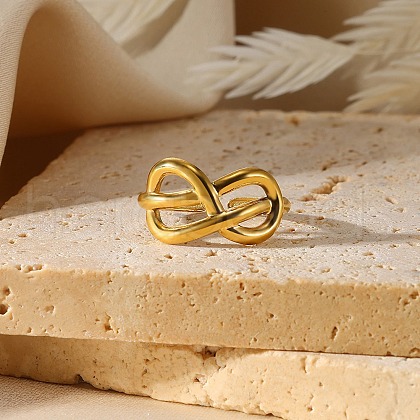 304 Stainless Steel Open Cuff Rings for Women RJEW-U060-01G-G-1