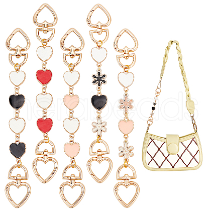 WADORN 5Pcs 5 Style Heart Enamel Link Purse Strap Extenders FIND-WR0009-36-1