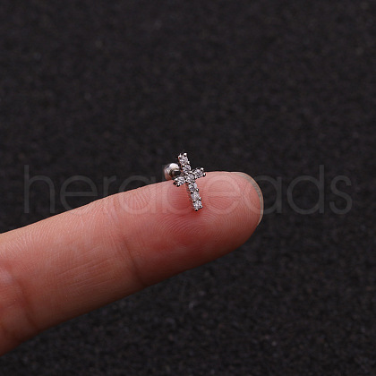 Brass Micro Pave Clear Cubic Zirconia Cartilage Earring WG49FB9-01-1