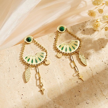 304 Stainless Steel Fan Stud Earrings for Women EJEW-Z065-05G-1