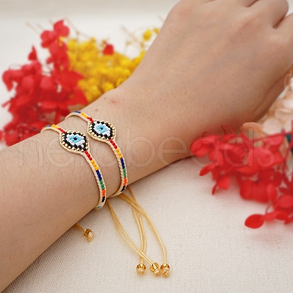Friendship Eye Loom Pattern Miyuki Seed Beads Bracelets for Women BJEW-C011-09-1