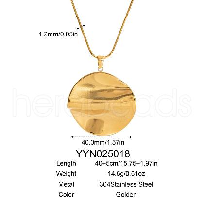 Vintage 304 Stainless Steel Flat Round Pendant Necklaces for Women LD8078-2-1