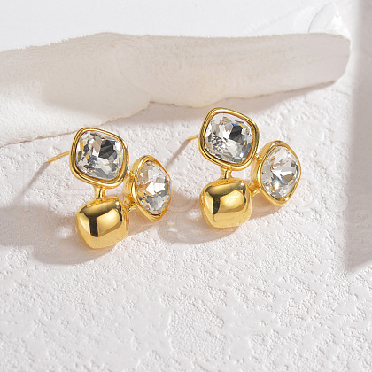 304 Stainless Steel Micro Pave Clear Cubic Zirconia Stud Earrings EJEW-V014-02G-1