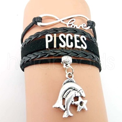 12 Constellations PU Leather Multi-strand Bracelets WG5E0D3-03-1