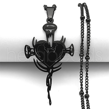 304 Stainless Steel Enamel Necklaces NJEW-Q338-09B-1