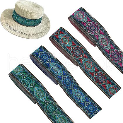 Fingerinspire 14M 4 Colors Ethnic Style Embroidery Polyester Ribbon SRIB-FG0001-03-1
