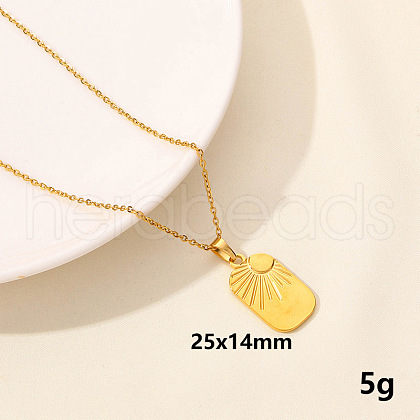 Vintage Stainless Steel Rectangle Sun Pendant Necklaces ZQ4868-8-1