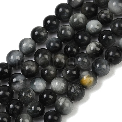 Natural Hawk's Eye Beads Strands G-S333-6mm-027-01-1