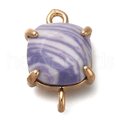 Brass Glass Imitation Gemstone Connector Charms KK-Z076-01G-02-1