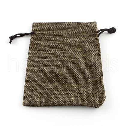 Polyester Imitation Burlap Packing Pouches Drawstring Bags ABAG-R005-9x12-05-1