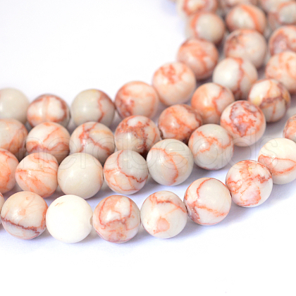 Natural Red Netstone Round Bead Strands X-G-E334-10mm-06-1