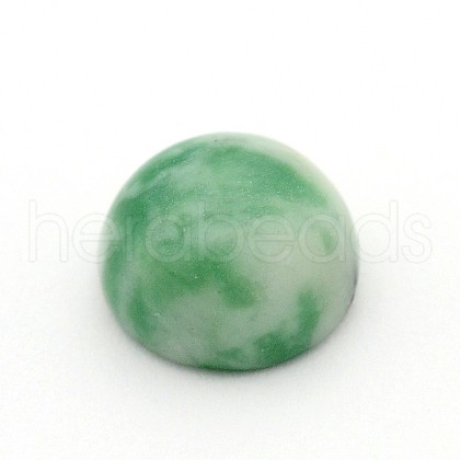 Dome/Half Round Natural Green Spot Jasper Cabochons G-A136-C01-10mm-1