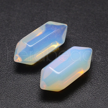 Mother's Day Gifts No Hole Opalite Double Terminated Points For Wire Wrapped Pendants Making G-K034-20mm-07-1