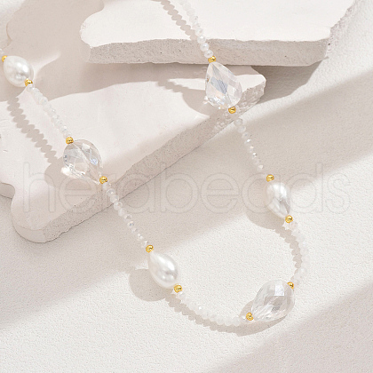 Fashionable Vintage Teardrop Imitation Pearl & Glass Sead Beaded Women's Long Necklaces VH4179-3-1