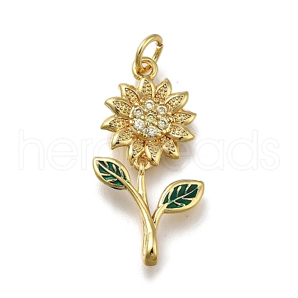 Brass Micro Pave Clear Cubic Zirconia Pendants ZIRC-I070-014G-1