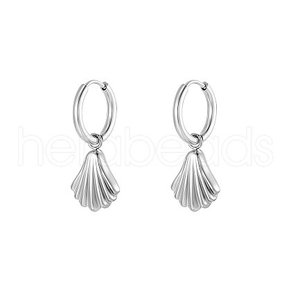 Stainless Steel Shell Shape Dangle Earrings for Women HK0128-2-1