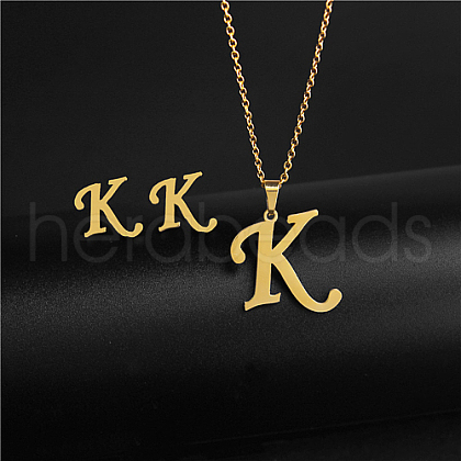 Golden Stainless Steel Initial Letter Jewelry Set IT6493-22-1