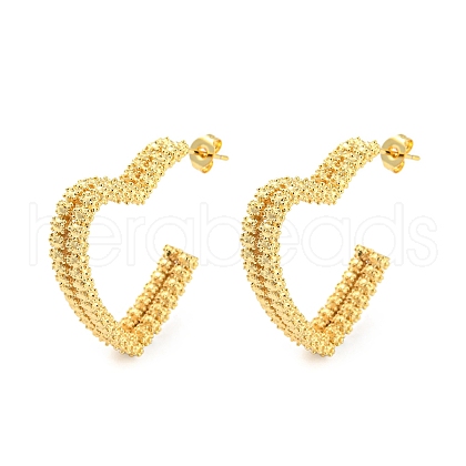 Rack Plating Brass Heart Stud Earrings EJEW-P240-13G-1