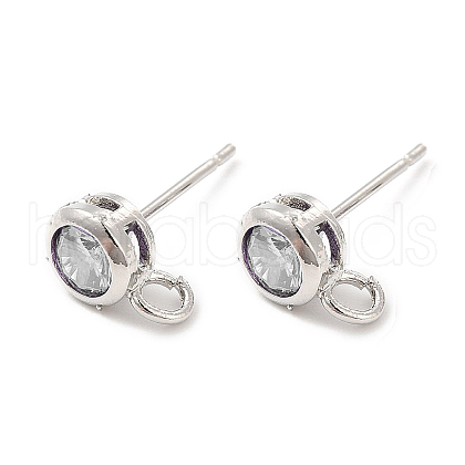 Brass Micro Pave Cubic Zirconia Stud Earring Findings ZIRC-P105-02P-05-1