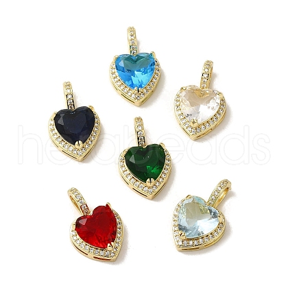 Brass Micro Pave Cubic Zirconia Pendants KK-C058-22G-1