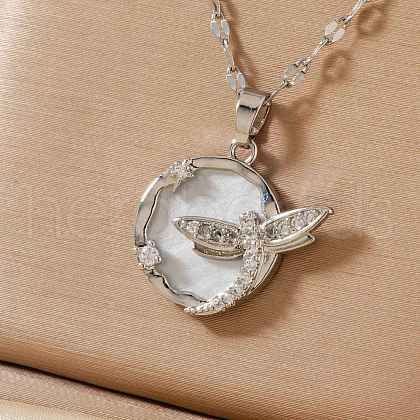 Brass Crystal Rhinestone Dragonfly Ring Pendant Necklaces NI8303-2-1