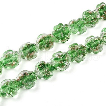 Luminous Handmade Gold Foil Glass Beads Strands FOIL-N029-01F-1