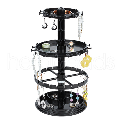 3-Tier Rotatable Round Acrylic Jewelry Display Tower with Tray EDIS-WH0015-13A-1
