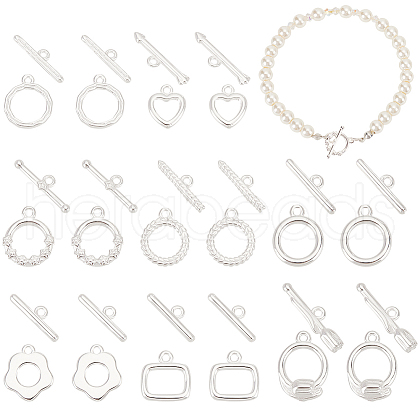   8 Styles Brass Toggle Clasps KK-PH0010-65-1