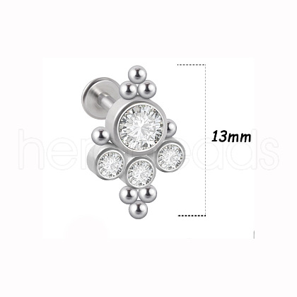 316L Surgical Stainless Steel & G23 Titanium & Crystal Rhinestone Flat Round Cartilage Earrings WGA7630-47-1
