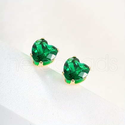 Cute Heart Stainless Steel Cubic Zirconia Stud Earrings AW0516-1