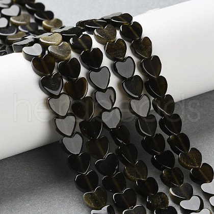 Natural Golden Sheen Obsidian Beads Strands G-M403-A46-02-1