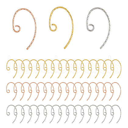 SUPERFINDINGS 90Pcs 3 Colors Brass Earring Hooks KK-FH0006-81-1